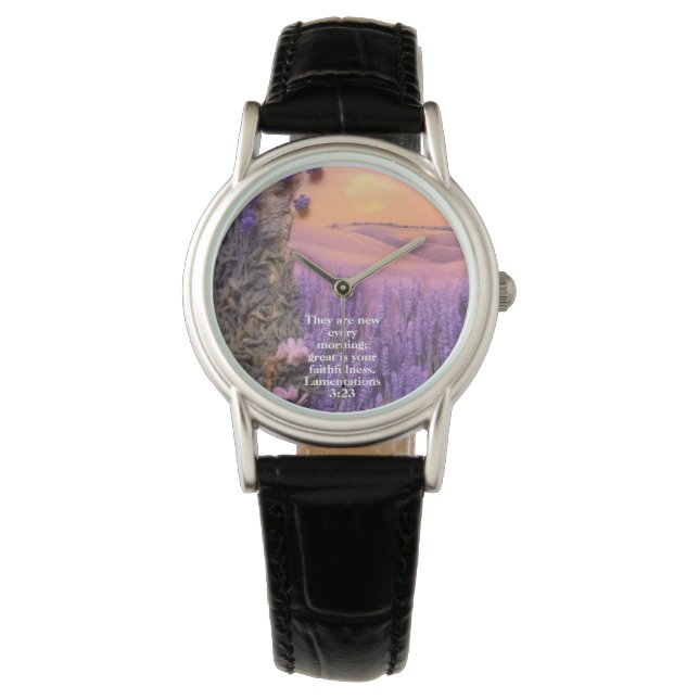 Lavendel-Uhr Klagelieder 3:23 Armbanduhr (Vorderseite)