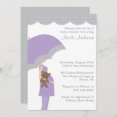 Lavendel Umbrella Baby Shower Einladungen (Vorne/Hinten)