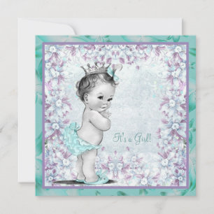 Lavendel und Aquamarine Blue Baby Girl Dusche Einladung