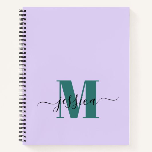 Lavendel und Aquamarines Personalisiertes Monogram Notizblock (Vorderseite)