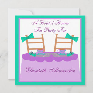 Lavendel und Aquamarines Tee-Party Brautparty Einladung