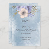 Lavendel- und Beige-Blume Save The Date (Vorne/Hinten)