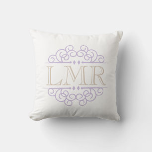 Lavendel und Beige Vintage Rahmen Mit Monogramm Kissen