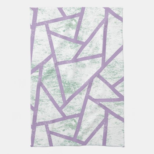 Lavendel und blassgrünes Mosaikmuster Geschirrtuch (Vertikal)