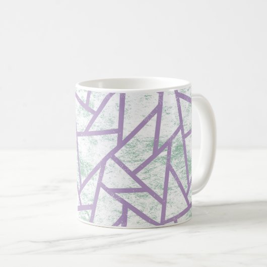 Lavendel und blassgrünes Mosaikmuster Kaffeetasse (VorderseiteRechts)