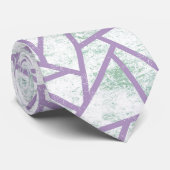 Lavendel und blassgrünes Mosaikmuster Krawatte (Gerollt)