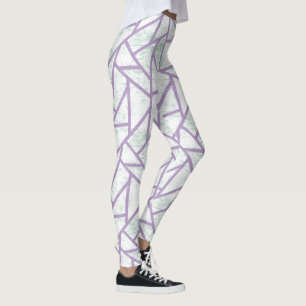 Lavendel und blassgrünes Mosaikmuster Leggings