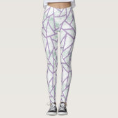 Lavendel und blassgrünes Mosaikmuster Leggings (Vorderseite)