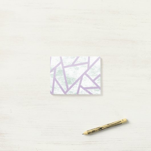 Lavendel und blassgrünes Mosaikmuster Post-it Klebezettel (Auf Schreibtisch)