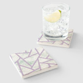 Lavendel und blassgrünes Mosaikmuster Steinuntersetzer (Seitenansicht)