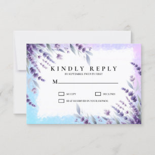 Lavendel und Blau Elegante Florale Wasserfarbe RSVP Karte