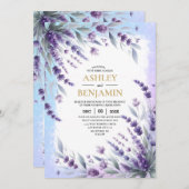 Lavendel und blaue elegante Wasserfarbe Einladung (Vorne/Hinten)