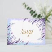 Lavendel und blaue elegante Wasserfarbe RSVP Karte (Stehend Vorderseite)