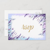 Lavendel und blaue elegante Wasserfarbe RSVP Karte (Vorne/Hinten)