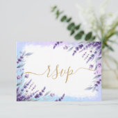 Lavendel und blaue elegante Wasserfarbe RSVP Karte (Stehend Vorderseite)