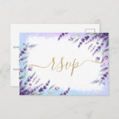 Lavendel und blaue elegante Wasserfarbe RSVP Karte (Vorne/Hinten)