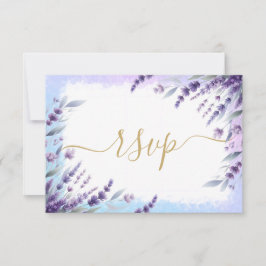 Lavendel und blaue elegante Wasserfarbe RSVP Karte