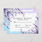 Lavendel und blaue elegante Wasserfarbe RSVP Karte (Vorne/Hinten)
