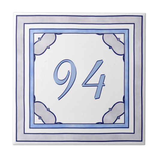 Lavendel und blaue große Hausnummer Fliese (Vorderseite)