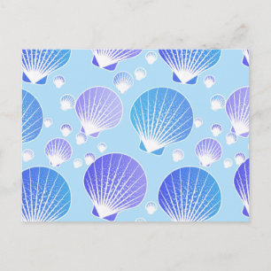 Lavendel und blaue Muscheln in blass blau Postkarte
