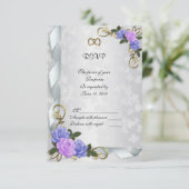 Lavendel und Blaue Rose Einladung Antwortkarte (Stehend Vorderseite)