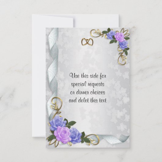 Lavendel und Blaue Rose Einladung Antwortkarte (Rückseite)