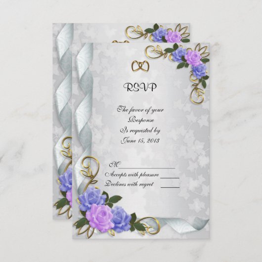 Lavendel und Blaue Rose Einladung Antwortkarte (Vorne/Hinten)