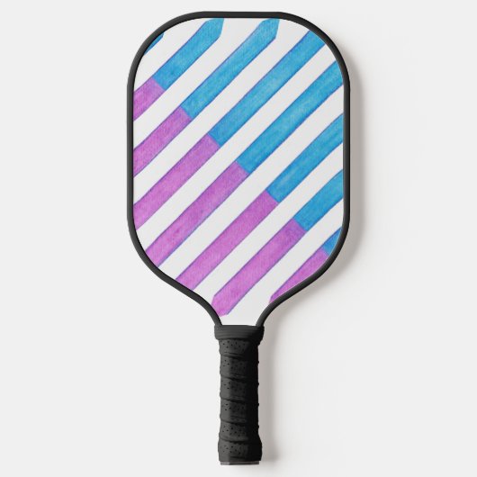 Lavendel und Blauer Diagonal Streifen Pickleball Schläger (Vorderseite)