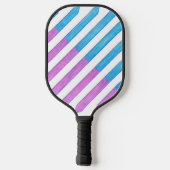 Lavendel und Blauer Diagonal Streifen Pickleball Schläger (Rückseite)