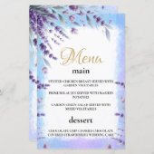 Lavendel und blaues, elegantes Menü mit floralen W (Vorne/Hinten)