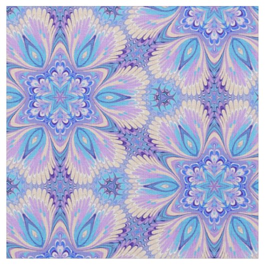 Lavendel und blaues Kaleidoskop-Gewebe Stoff (Nahaufnahme)