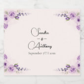 Lavendel und Blush Rose Hochzeit Schaumweinetikett (Einzelnes Label)