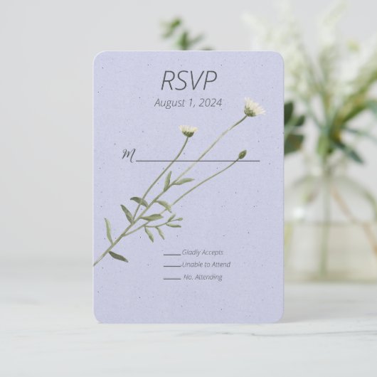 Lavendel und Daisy Response Card eines Single RSVP Karte (Stehend Vorderseite)