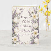 Lavendel- und Elfenbein-Geburtstag Karte (Gelbe Blume)