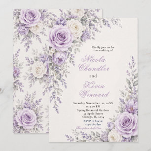 Lavendel- und Elfenbein-Hochzeit Einladung