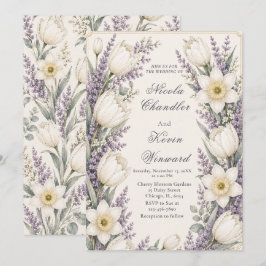 Lavendel- und Elfenbein-Hochzeit Einladung