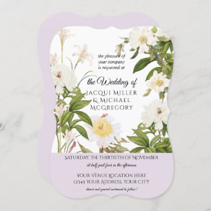 Lavendel und Elfenbeinküste Rose w Leaf Foliage Ho Einladung