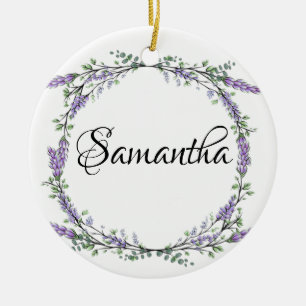 Lavendel- und Eukalyptus-Aquarell-Blumenmuster Keramik Ornament