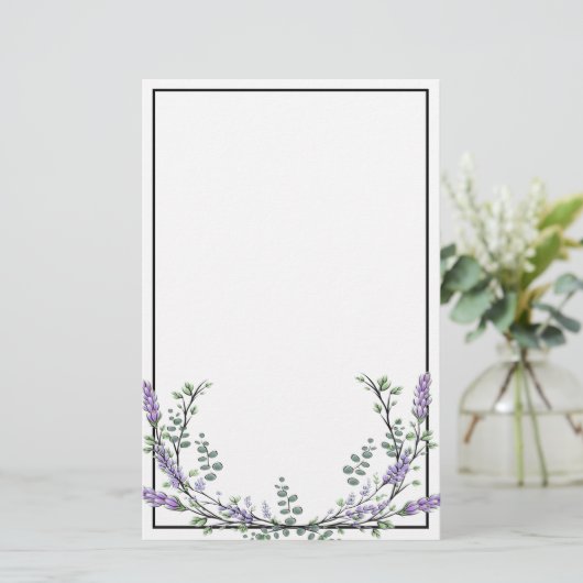Lavendel und Eukalyptus Briefpapier (Stehend Vorderseite)