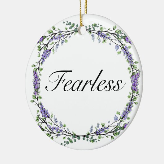 Lavendel und Eukalyptus Fearless Aquarellblume Keramik Ornament (Links)