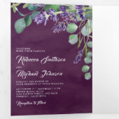 Lavendel und Eukalyptus Foto Arch Lila Hochzeit Dreifach Gefaltete Einladung (Innen Erste Seite)