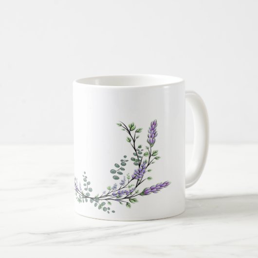Lavendel und Eukalyptus Kaffeetasse (VorderseiteRechts)