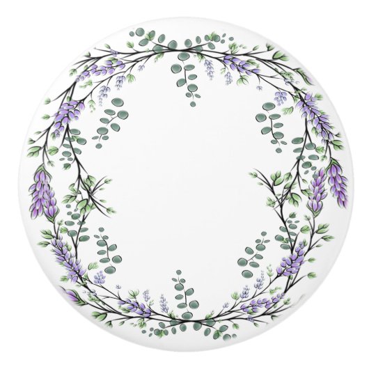 Lavendel und Eukalyptus Keramikknauf (Vorderseite)
