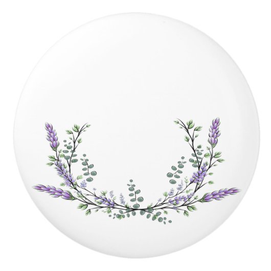 Lavendel und Eukalyptus Keramikknauf (Vorderseite)