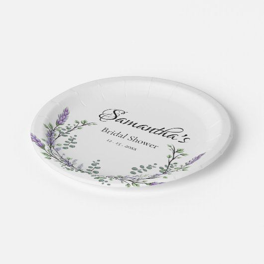 Lavendel und Eukalyptus Pappteller (Schrägansicht)