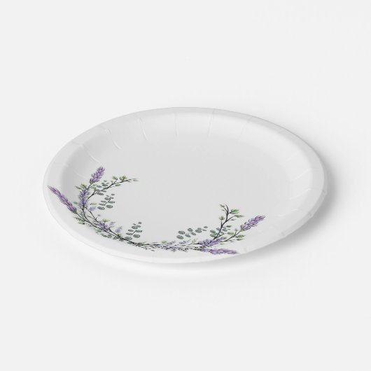 Lavendel und Eukalyptus Pappteller (Schrägansicht)