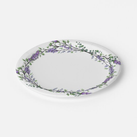 Lavendel und Eukalyptus Pappteller (Schrägansicht)