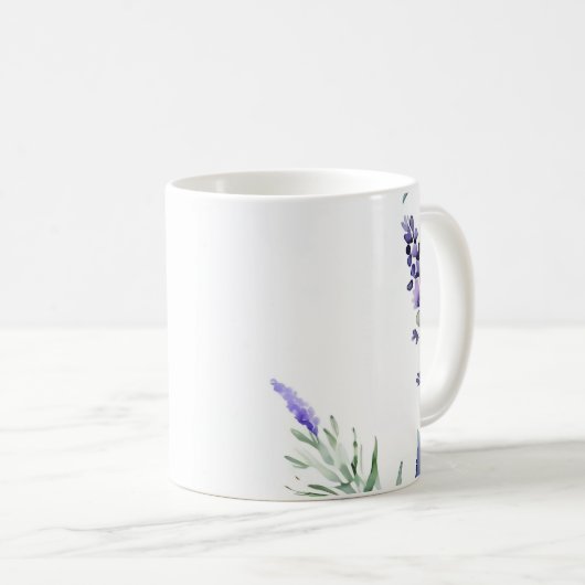 Lavendel und Eukalyptus Wasserfarbe Kaffeetasse (VorderseiteRechts)