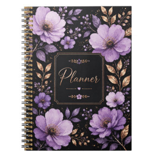 Lavendel- und Flieder-Blumenplanernotizbuch Notizblock