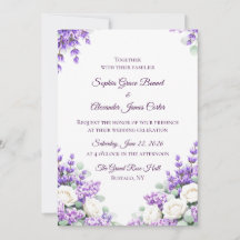 Lavendel- und Flieder-Hochzeitseinladung